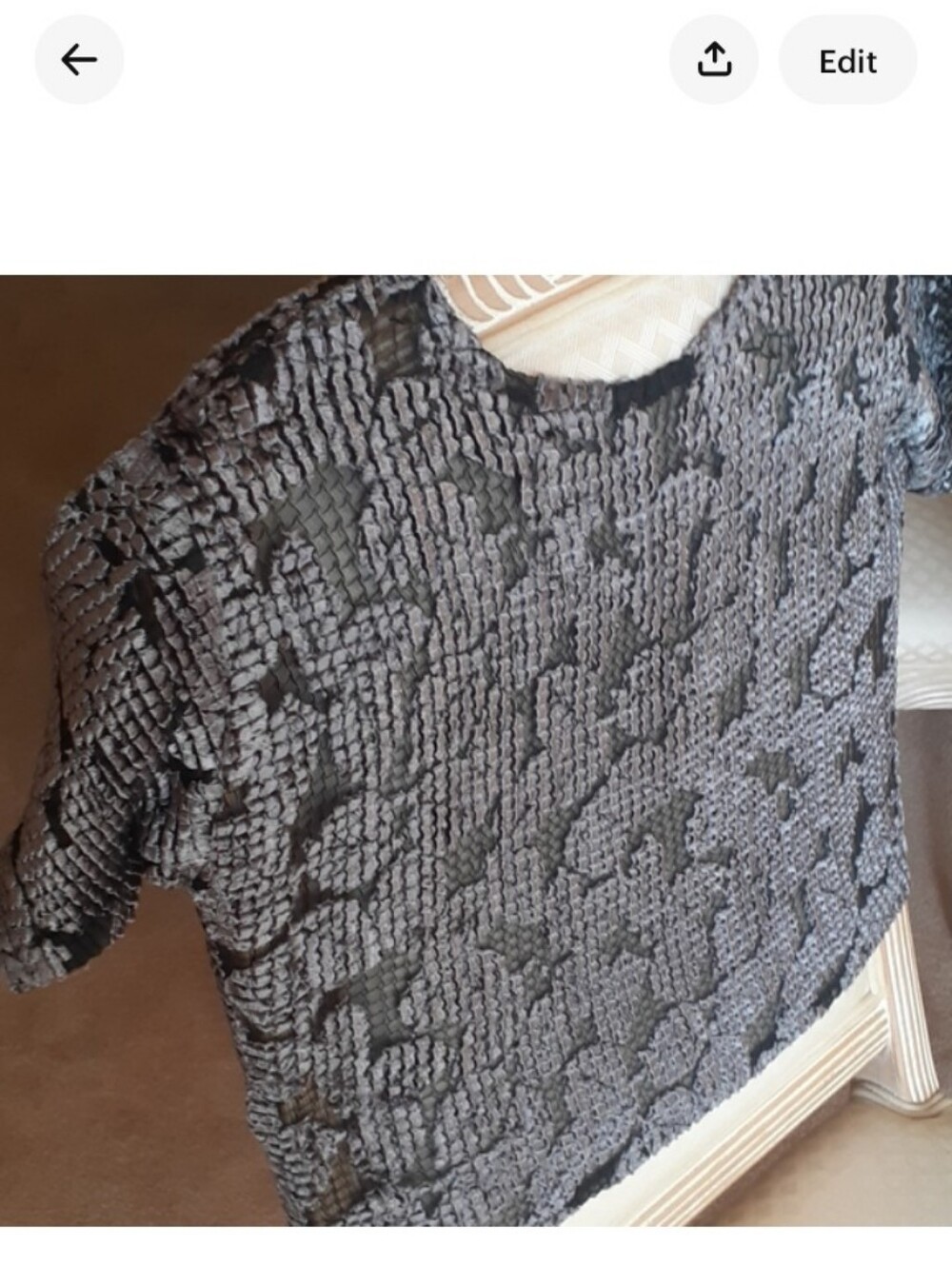 Womens top..Cache vintage,sz S. Silver with black sheer mesh..New